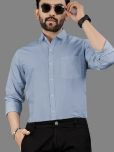MILDIN Men Slim Fit Solid Spread Collar Formal Shirt.