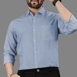 MILDIN Men Slim Fit Solid Spread Collar Formal Shirt.